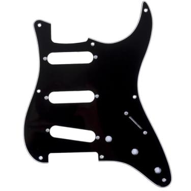 Imagem de Musiclily Pro 8 Furos 50s Estilo Vintage Escudo SSS Pickguard Strato para Guitarra Americanaa Stratocaster 57, 3 Camadas Preto