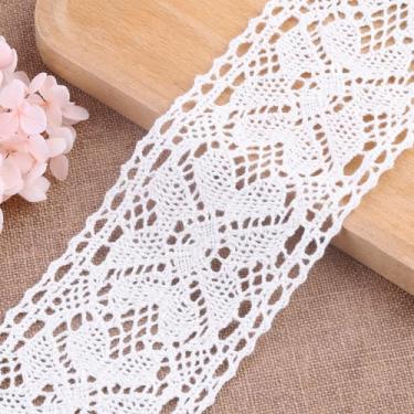 Imagem de Borda de renda vintage em crochê de algodão – 2,5 m x 6 cm para casamento, casamento, artesanato DIY e costura (bege, 6 cm x 8 metros)