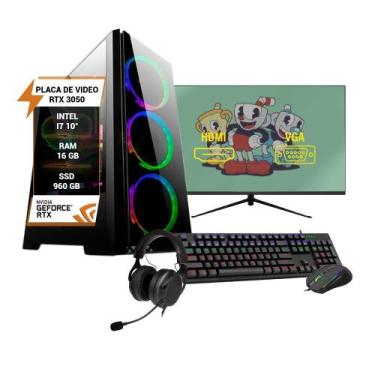 Imagem de Pc Gamer Completo Intel I7 10 Rtx3050 16Gb Ssd 960Gb 32 - Wj Info
