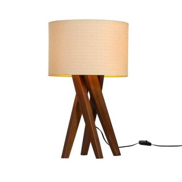 Imagem de Luminária De Mesa Cupula Tecido Quarto Jantar Sala Abajur Luxo Cristal