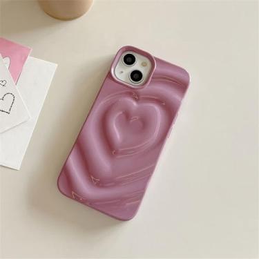 Imagem de Brilhante 3D plissado coração amoroso coração caixa de telefone para iPhone 15 11 12 13 14 Pro Max Candy Color Wave Shape Creative Soft Back Cover, T6, para iphone 12