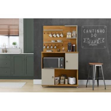 Imagem de Armário / Cantinho do Café AC Com Rodízios Cor Cinamomo / Off White - 