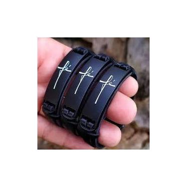 Imagem de Pulseira Bracelete Couro Ajustavel Masculina e Feminina Fé - carvalhos