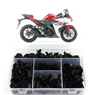 Imagem de Kit de parafusos de carenagem Xitomer para YAMAHA YZF-R3 YZF-R25 2015 2016 2017 2018 2019, kits de montagem arruelas/porcas/fixadores/ilhos/ilhós (preto fosco)