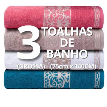 Imagem de Kit 3 Toalhas de Banho Ohana Grossa e Grande 410g/m2 - 75x140cm - 100%