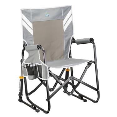 Imagem de GCI Outdoor Freestyle Stowaway Rocker Cadeira portátil de balanço para acampamento ao ar livre, cinza/branco