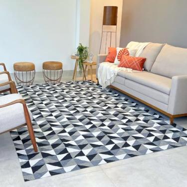 Imagem de TAPETE 2,00X2,50 QUARTO SALA DE JANTAR RECPÇÃO SALA (Preto Geometrico)