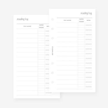 Imagem de Refil de agenda de agenda de registro de leitura pessoal para filofax pessoal, agenda de 6 anéis tamanho LV mm, 9 x 16,75 cm