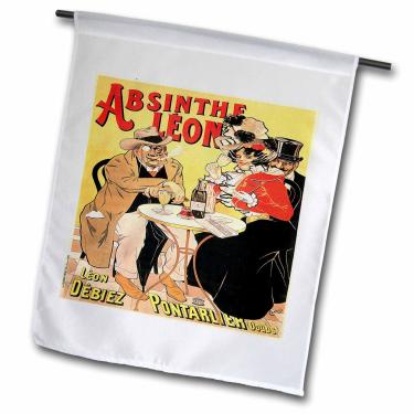 Imagem de 3dRose fl_149285_1 Vintage Absinto Leon Pôster de Publicidade de Vinho Francês Bandeira de Jardim, 30 x 45 cm