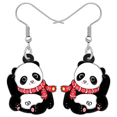 Imagem de DALANE Brincos de panda de chapéu de Natal de acrílico com pingente de joias para mulheres, Acrílico, Sem pedra preciosa