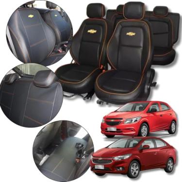 Imagem de Capa Para Banco Automotivo Couro Carro Compatível Onix Novo Prisma Sob medida 2013 á 2019 (Encosto Traseiro Inteiro)