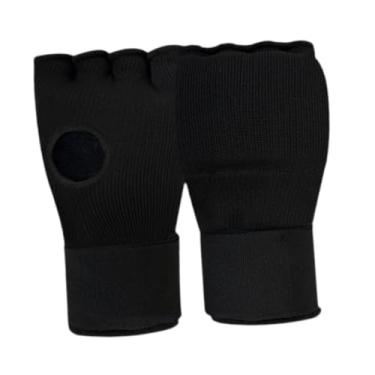 Imagem de oshhni Luvas internas de boxe para crianças, luvas de kickboxing, protetor sob as luvas, luvas de boxe de meio dedo, envoltórios manuais para mma, sparring, Preto