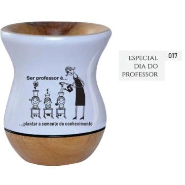 Imagem de Cuia de Madeira Premium Branca Personalizada - Dia dos Professores - M