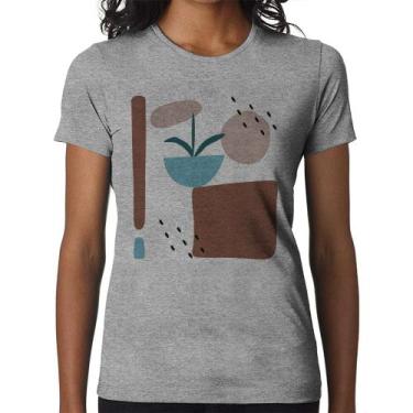 Imagem de Baby Look Vaso de Planta Minimalista Abstrato - Foca na Moda, Cinza, G