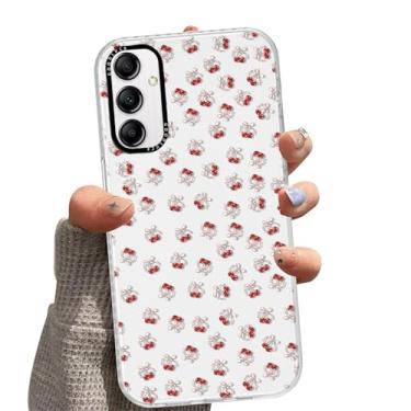 Imagem de Zrutru Linda capa de telefone transparente com laço de cereja para Samsung Galaxy A14 5G capa bonita moda feminina padrão de laço cereja para mulher capa de silicone macio à prova de choque capa de