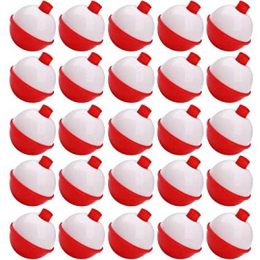 Imagem de Boias de pesca para variedade de pesca, boias de pesca de encaixe ABS rígidas, boias de pressão, boia redonda, boia de pesca, acessórios de equipamento de pesca vermelhos e brancos, 10 peças, 25