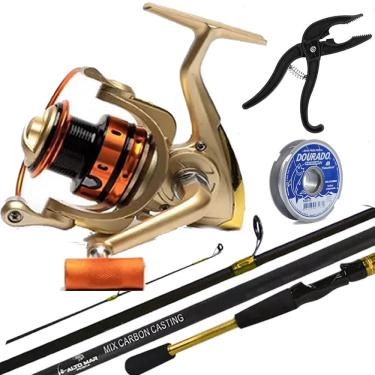 Imagem de Molinete Pesca Mr 7000 Vara Carbono 1,80mt Linha e Alicate