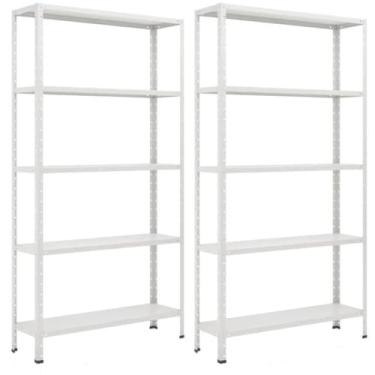 Imagem de Kit 2 Estante Aço 5 Prateleiras Branca 2 Estante de Ferro