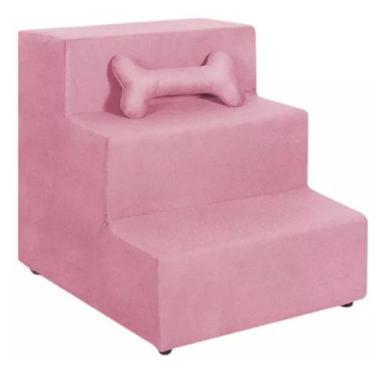 Imagem de Escada Para Cachorro Gato Pet 3 Degraus Rosa - JVT DECOR