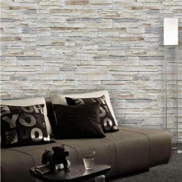 Imagem de Papel de Parede Vinil Autocolante Pedra em Tons de Cinza 250 - Inove P
