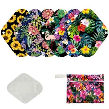 Imagem de Conjunto de 7 peças de almofadas menstruais reutilizáveis de bambu orgânico para mulheres, incluindo 6 peças de forro de calcinha de bambu orgânico macio para uso diário + 1 mini bolsa molhada
