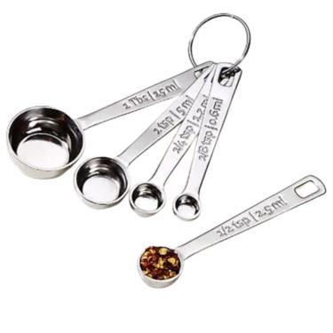 Imagem de Conjunto De 4 Colheres Medidoras Em Aço Inox De 20ml, 5ml, 2.5ml, 1.25ml