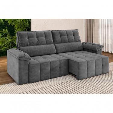 Imagem de Sofá Santiago 2,20m Retrátil/reclinável Suede Cinza - Xflex Sofás