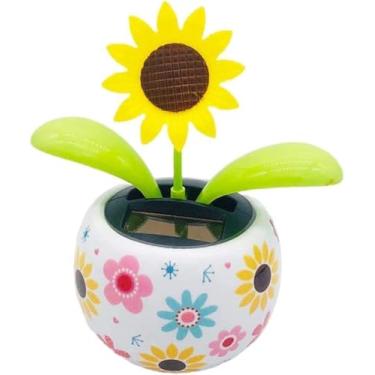 Imagem de Solar Dancing Sunflower Decoration, Sunflower Solar Dancing Flower Solar Dancing Solar Decoration, Solar Powered Swinging Animated Dancer Office Desk Car Decoration, Funny Ornaments