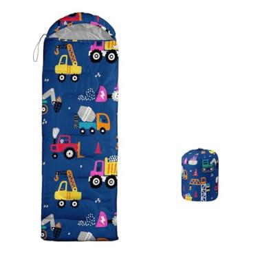 Imagem de XYNHML Saco de dormir impresso em caminhão, para acampamento, clima quente e frio, impermeável, mochilão, bondinhos, saco de dormir para todas as estações, para adultos, crianças, meninos, meninas