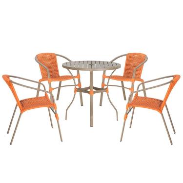 Imagem de 04 Cadeiras Floripa E Mesa Roma 100cm Fendi Trama Original Terra Cota