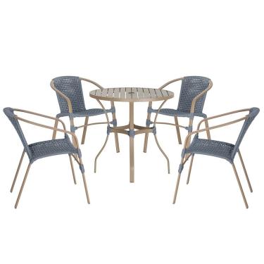 Imagem de 04 Cadeiras Floripa E Mesa Roma 80cm Fendi Trama Original Prata