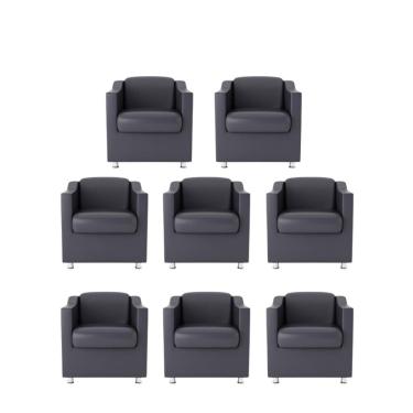 Imagem de Kit 8 Poltronas Bia Decorativa Reforçada Recepção Clínica Salão Sala De Estar Courino