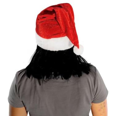 Imagem de Gorro de Papai Noel em Veludo, 40cm x 29cm, Vermelho e Branco