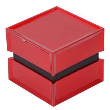Imagem de Caixa de anel de noivado vermelho LED LED Squared Soft água impermeável Velvet Jewelry Storage Case para proposta de casamento Casamento Dia dos namorados Dia Red Velvet 8x8x7cm