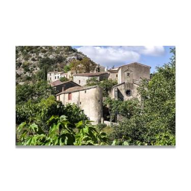 Imagem de Lush Greenery Mountain Cottage Serenity – Arte de parede vida no campo, impressão em tela aconchegante e gratuita para casa 20 x 32 cm sem moldura