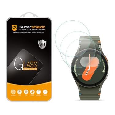 Imagem de Projetado pela Supershieldz para Samsung Galaxy Watch 7, 6, 5, 4 (40 mm) / Watch FE (40 mm), protetor de tela de vidro temperado, antiarranhões, sem bolhas (Pacote com 3)