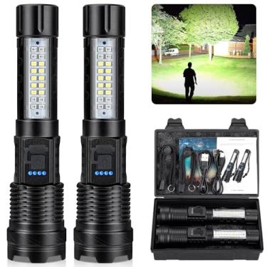 Imagem de Lanternas recarregáveis 990.000 lúmens de alto lúmen - pacote com 2, luz de LED super brilhante com 7 modos, 5000 mAh de alta capacidade - 12 horas de funcionamento, lanterna IPX7 à prova d'água para