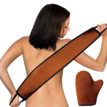 Imagem de Conjunto de luvas autobronzeadoras com veludo 2 peças de luvas de bronzeamento falso, kit de bronzeamento nas costas, aplicador de loção amiguinha.