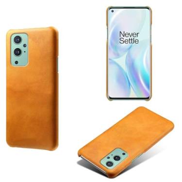 Imagem de Capa para Oneplus 9,Proteção contra quedas,Casca de volta de cor sólida simples,Design de couro de imitação de plástico-Orange