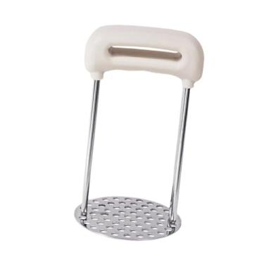 Imagem de Fenteer Amassador de batatas de aço inoxidável, espremedor de batatas com alça ergonômica, amassador de alimentos, manual para e feijões, Branco