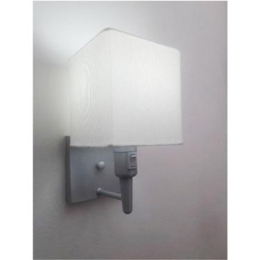 Imagem de Arandela Quadrada Vivare Md-2019 Base Cinza Com Interruptor E Cúpula Em Tecido - Bivolt Cinza-branco 127-220v