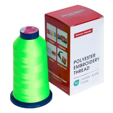 Imagem de Linha de bordado verde selecionada Richword 4000 m (4374Y) 40 WT fio de poliéster 100 cores selecionadas para várias agulhas comerciais e máquina de bordar de agulha única 0722