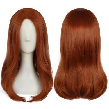 Imagem de Peruca ANOGOL, boné de cabelo, laranja escuro, reta, 40 cm, cosplay, H