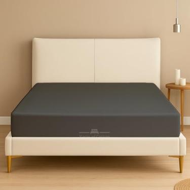 Imagem de Apenas lençol de baixo com elástico Cal-King – 600 fios premium 100% algodão egípcio – bolsos extra profundos de 40 cm – ultramacio e respirável – resistente a rugas e desbotamento – ajuste único