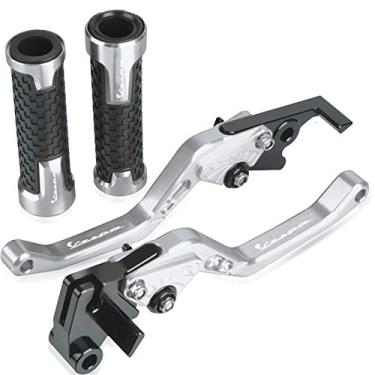 Imagem de Para Vespa Granturismo 125 200 S125 S150 GTS 125 250 300 com logotipo, manoplas para motocicletas, guidão, alavancas de embreagem de freio curto, alavanca de embreagem de freio de motocicleta (cor