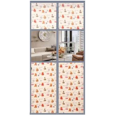 Imagem de Cortina de porta com isolamento térmico magnético com janela, cortina de porta com isolamento aprimorado engrossado, que abre corredores tiras de porta de plástico, 90 x 205 cm