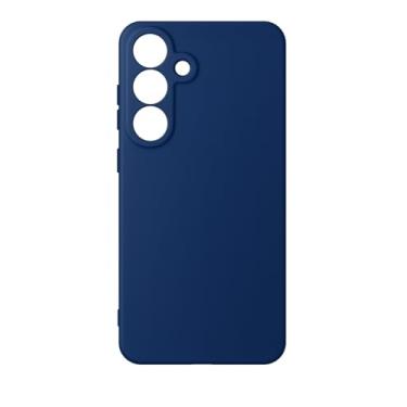 Imagem de Compativel com Samsung Galaxy S25 FE - Capinha Capa Case Silicone Macia Veludo Forro Interno Premium Com Proteção De Câmera Azul Marinho
