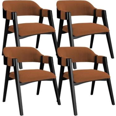 Imagem de Kit 4 Cadeiras Sala De Jantar Estar Living Estofada Suran L02 Preto Bo