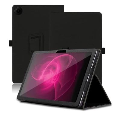 Imagem de Capa para tablet T-Mobile Revvl Tab 2 25.7 cm, T-Mobile Revvl Tab 2 2025, capa protetora com suporte dobrável com suporte para lápis e alça de pulso, proteção total (preto)