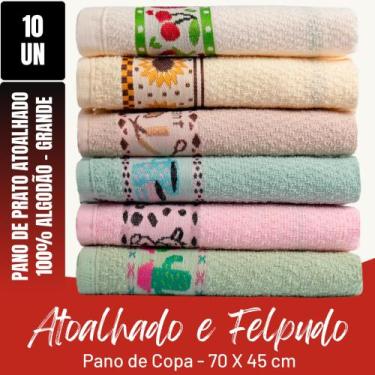 Imagem de Kit C/ 10 Pano De Prato - Atoalhado - 70x45cm - Diversas Cores - Estam